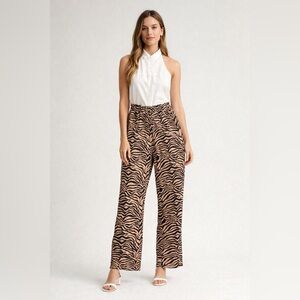 Women’s Jumpsuit Animal Print Halter Top Open Back NEW NWT S